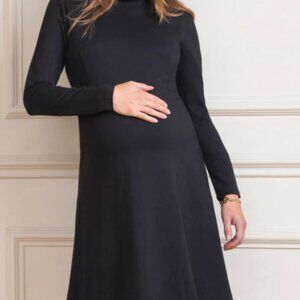 Seraphine Long Sleeve High Neck Black Maternity Dress
